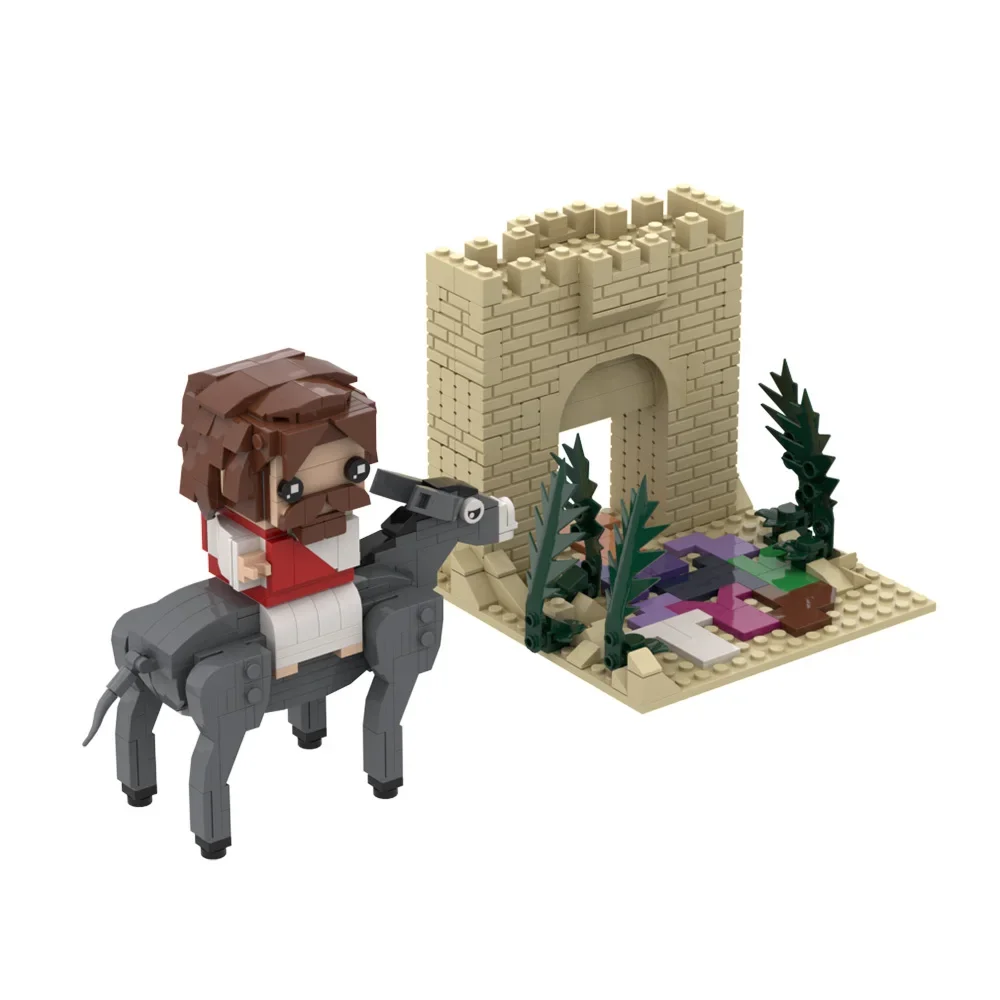 Gobricks MOC Jesus Building Block Peace Jesus  Rode the Donkey into JerusalemCrucifixion of Jesus Bricks Kids Educational Toy