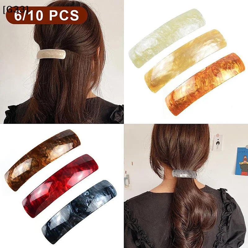 

6/10Pcs Beautiful French Hair Lines Simple Retro Classic Large Snap Barrettes Hair Accessories Large Hair Barrettes For Women