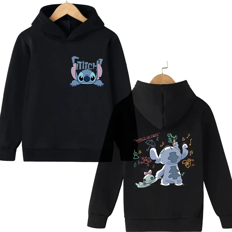 Y2k Anime Stitch Hoodie Children Cartoon Clothes Kid Girl Boy Lilo and Stitch Sweatshirt Manga Hoody Baby Casual Top