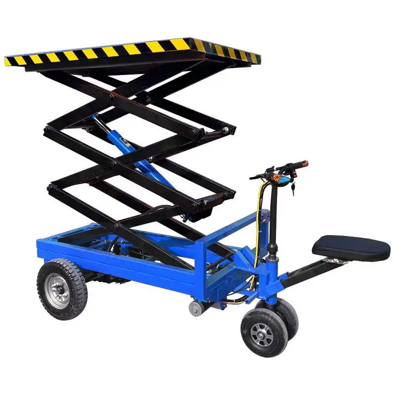 

12m High quality car hydraulic scissors electric lifting trolley with safety fence for working at heights