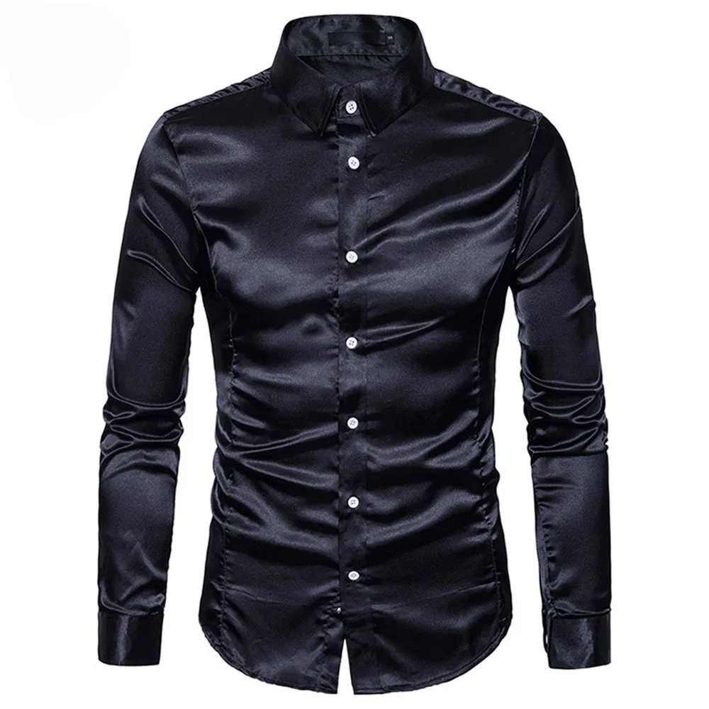 American Bright Face Men's Mercerized Cotton Solid Color Long Sleeve Shirt European Size Business Men's High-quality Shirt