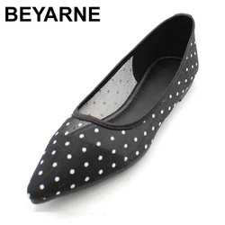 BEYARNELady Ballet Flats Sweet Pointy Toe Women's Flats Polka Dot Mesh Ballerina Flat Shoes Summer New Women's Shoes Zapatillas