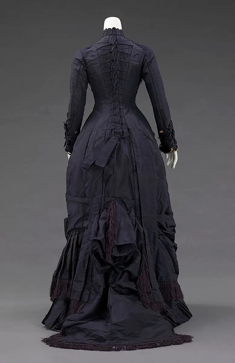 Cosplaydiy 19th Century Victorian Edwardian Dark Purple Mourning Dress Victorian Bustle Ball Gown Civil War Walking Dress Women