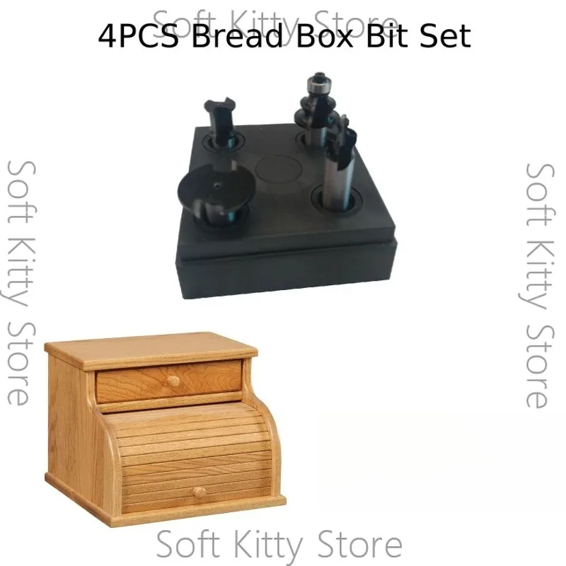 4PCS Bread Box Router Bit SET, Tambour Set, 1/2