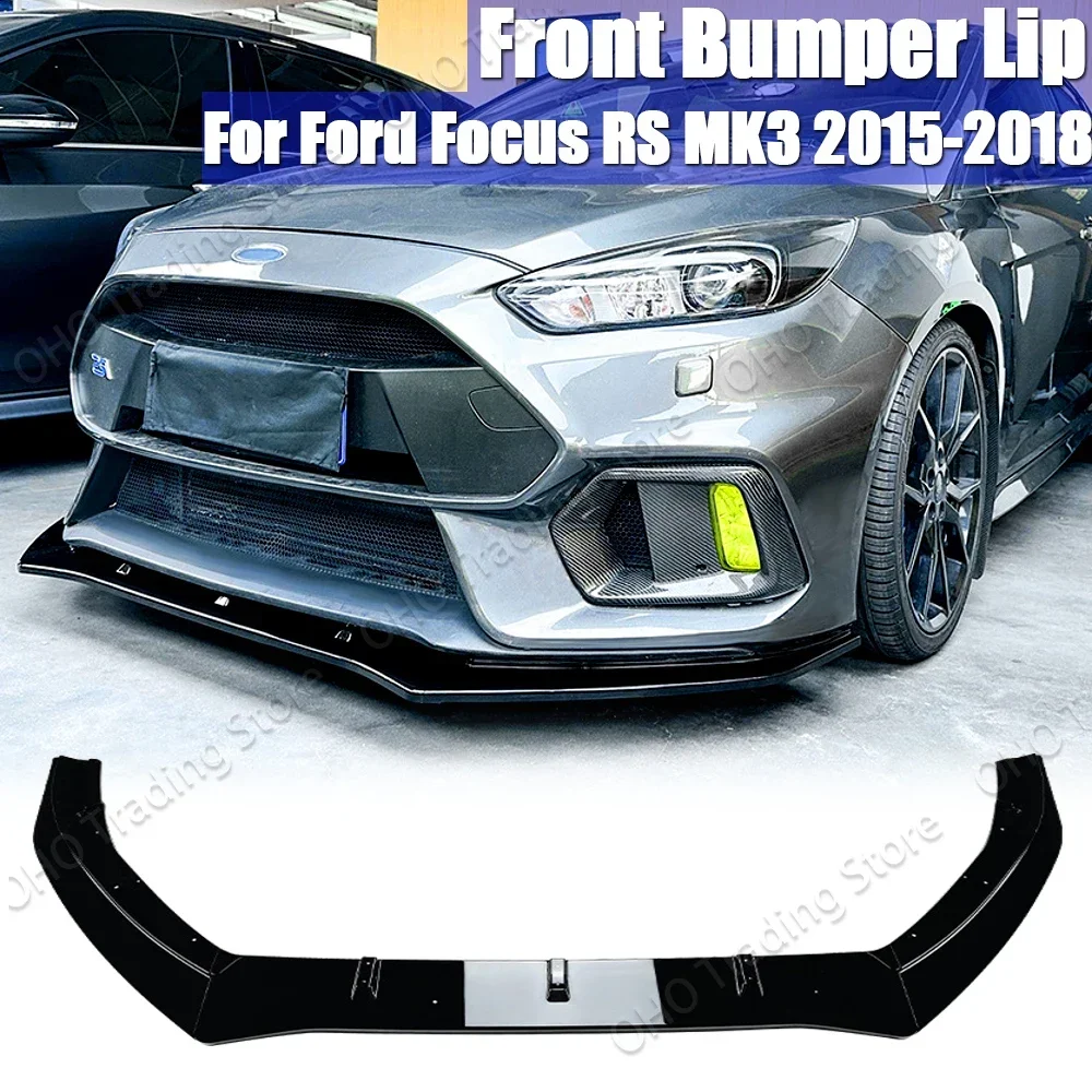 Front Bumper Lip Spoiler Chin Body Kit Protection Exterior Diffuser Splitter For Ford Focus RS MK3 2015-2018 Tuning Accessories