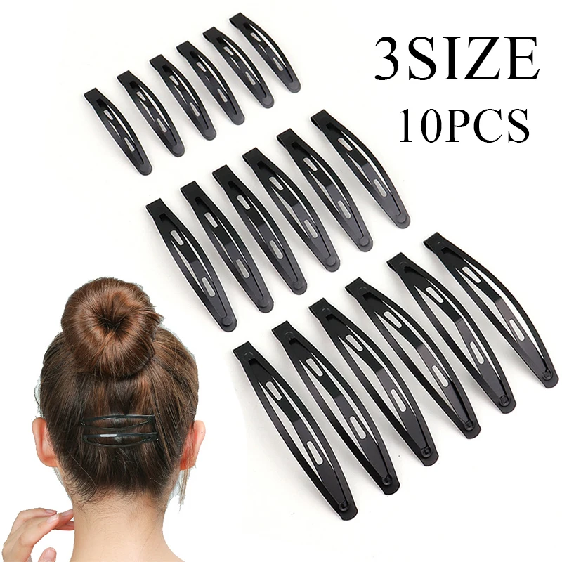 10Pcs/set Alloy BB Hair Clip Metal Paint Frosted Hairpins Black Tone Snap Hair Clips Handmade Headwear Simple Hair Accessories