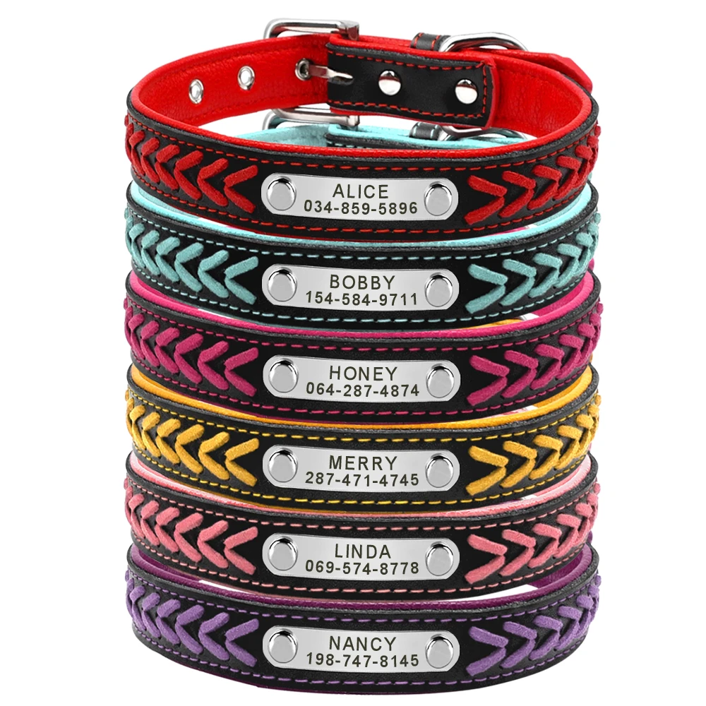 Collar personalizado con placa de identificación para perro, accesorio para cachorro y gato, ajustable, para perros pequeños, medianos y grandes