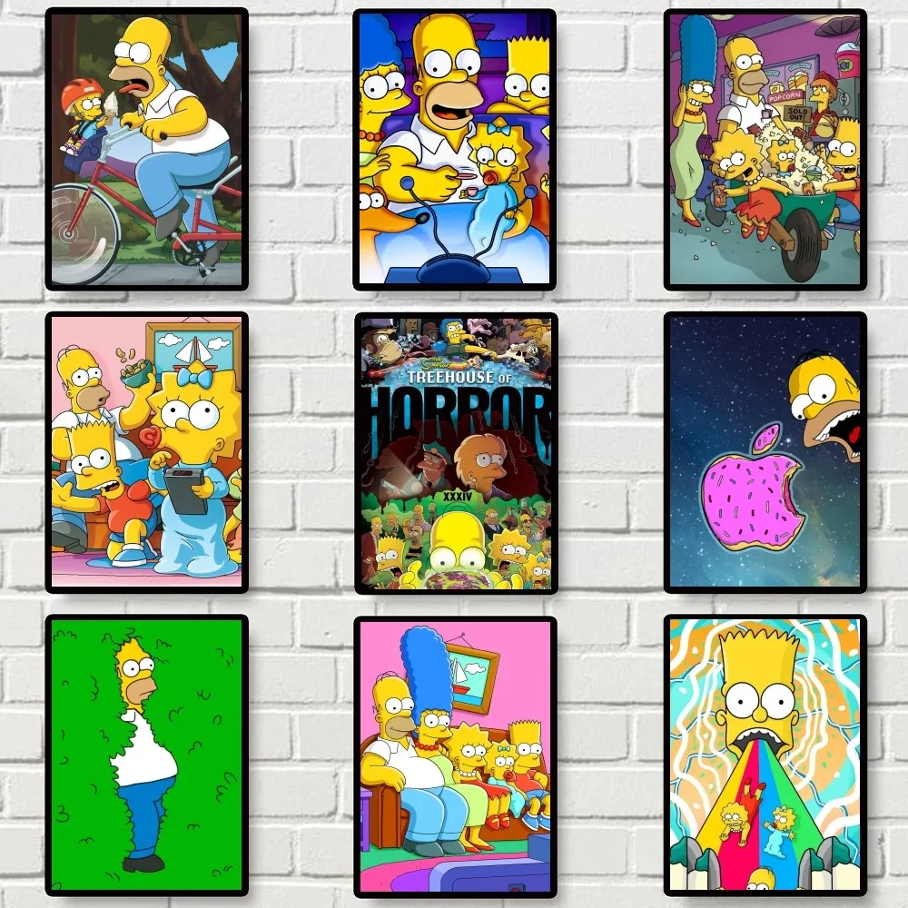 Funny-S-Simpsons-Cartoon Poster Gallery Prints Self Adhesive Home Decor Decoration Wall Decals Living Room Sticker