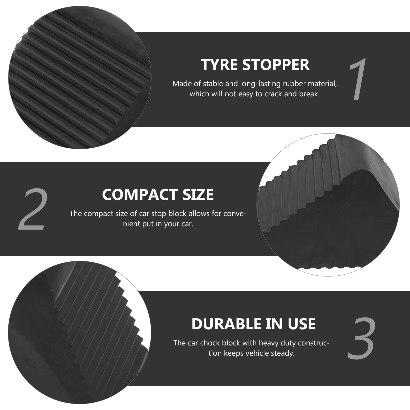 

2 Pack Durable Car Stop Block Heavy Duty Rubber Wheel Chock for Vehicle Tire Camper Truck Anti Slip Wedge Ramp Control Supplies