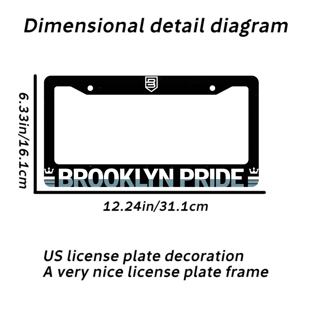 1 قطعة إطار لوحة ترخيص بفتحتين من الألومنيوم الأسود مع نمط بروكلين برايد، 6 × 12 بوصة، يتضمن طقم براغي، سيارة ريترو مبتكرة D