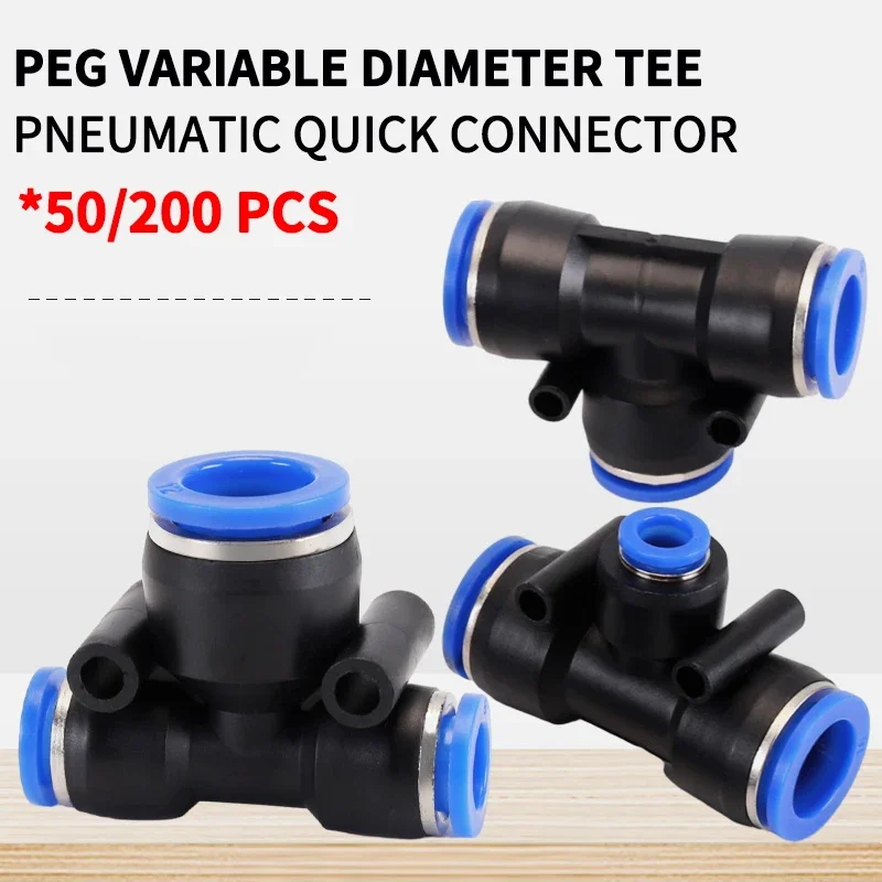 

PEG Air Connectors 4/6/8/10 12mm Pneumatic Fitting Quick Connect Slip Lock Tee 3 Way Plastic Pipe Water Hose Tube Connector