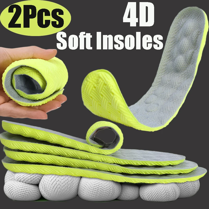 

4D Shock Memory Foam Insoles Men Women Arch Support Massage Sports Insoles Soft Breathable Orthopedic High-elasticity Shoe Pad