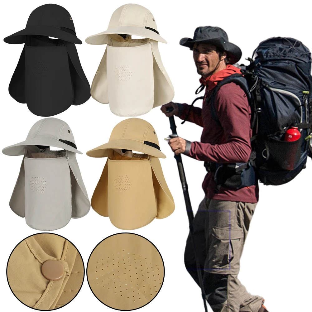 Foldable Quick Drying Waterproof 360° Visor Hat UV Protection Women Men Anti-UV Neck Flap Hat Detachable Large Brim Fishing Hat