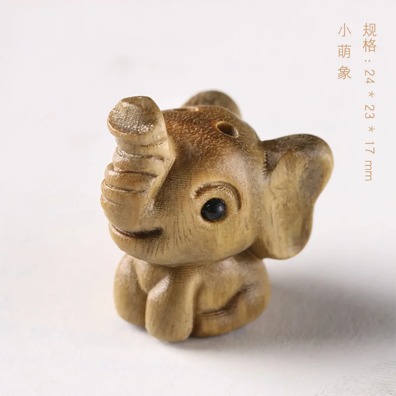 Miniature Decoration figurines for interior Natural sandalwood DIY craft gift carving cute small elephant home decoration