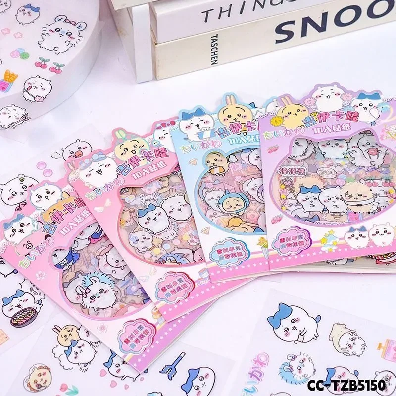 100pcs/set Cute Chiikawa Usaki Xiaohachi Handbook Sticker Cartoon Jiyi Transparent Fashion Waterproof Decorative Stickers Gift