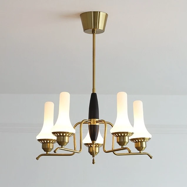 

1950s Finnish French copper glass living room lamp medieval old money wind bedroom chandelier retro era lamp