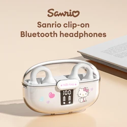 Miniso sanrio bl06 bluetooth fones de ouvido sem fio bonito olá kitty clipe de orelha fones de som alta fidelidade minha melodia pompom purin