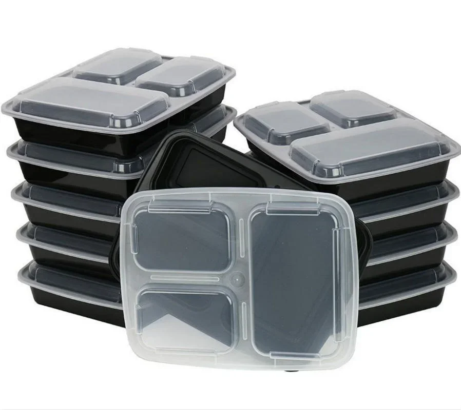 

12 Pack Meal Prep Containers 3 Compartment Food Storage Lunch Bento Box with Lid Plastic Stackable Microwave Dishwasher Safe