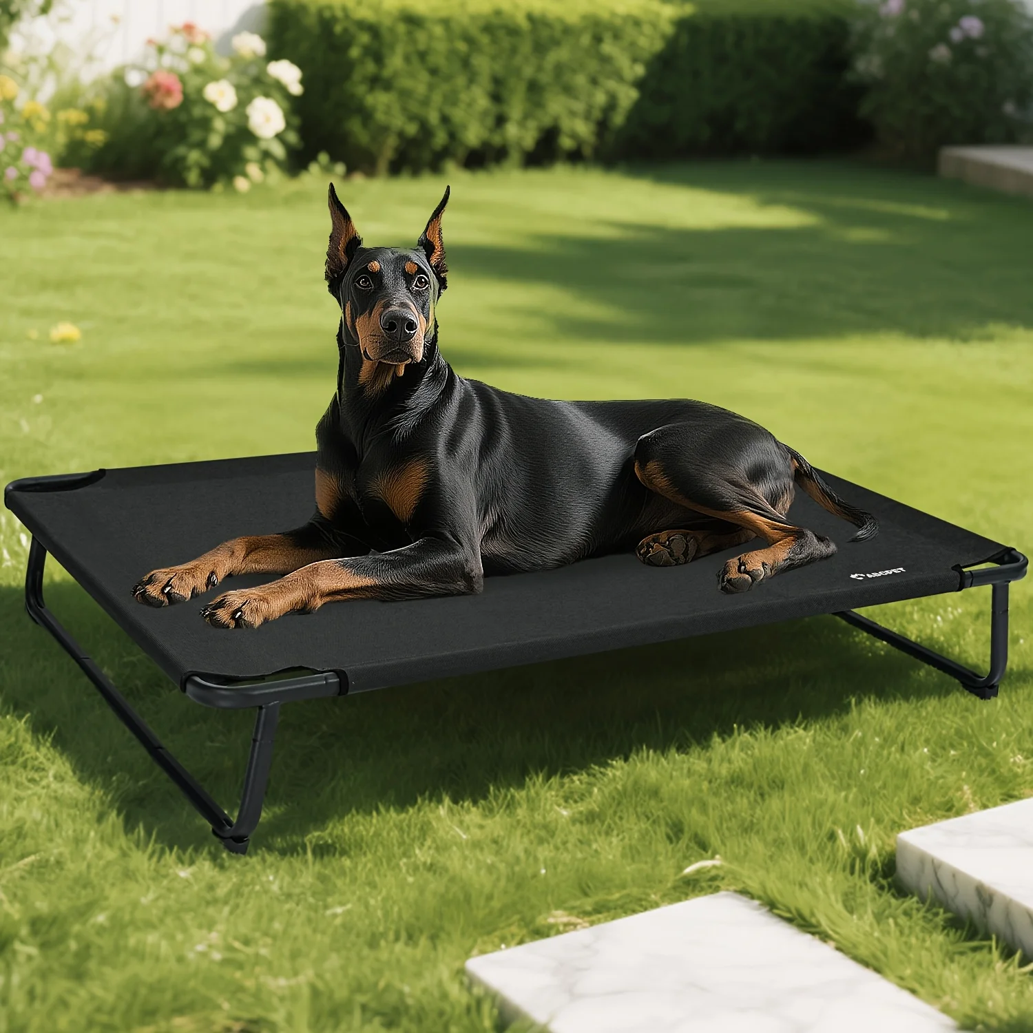

Elevated Dog Beds Extra Large Raised Dog Cots Outdoor Dog Bed Pet Cots Stable And Easy Assembly, Teslin Fabric with 1.2mm Thick Iron Frame, Breathable, Ultra-Sturdy
