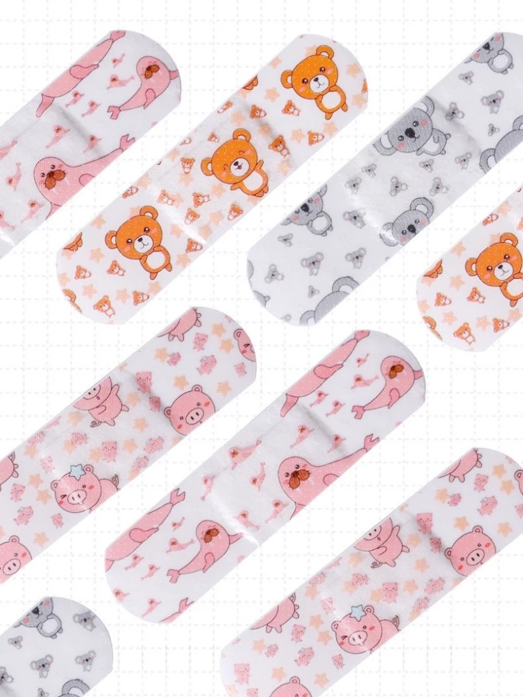 100/120pcs Lot Band Aid Waterproof Wound Patches Kawaii Cute Cartoon Patterned Plasters Curved Strips Healing Adhesive Bandages