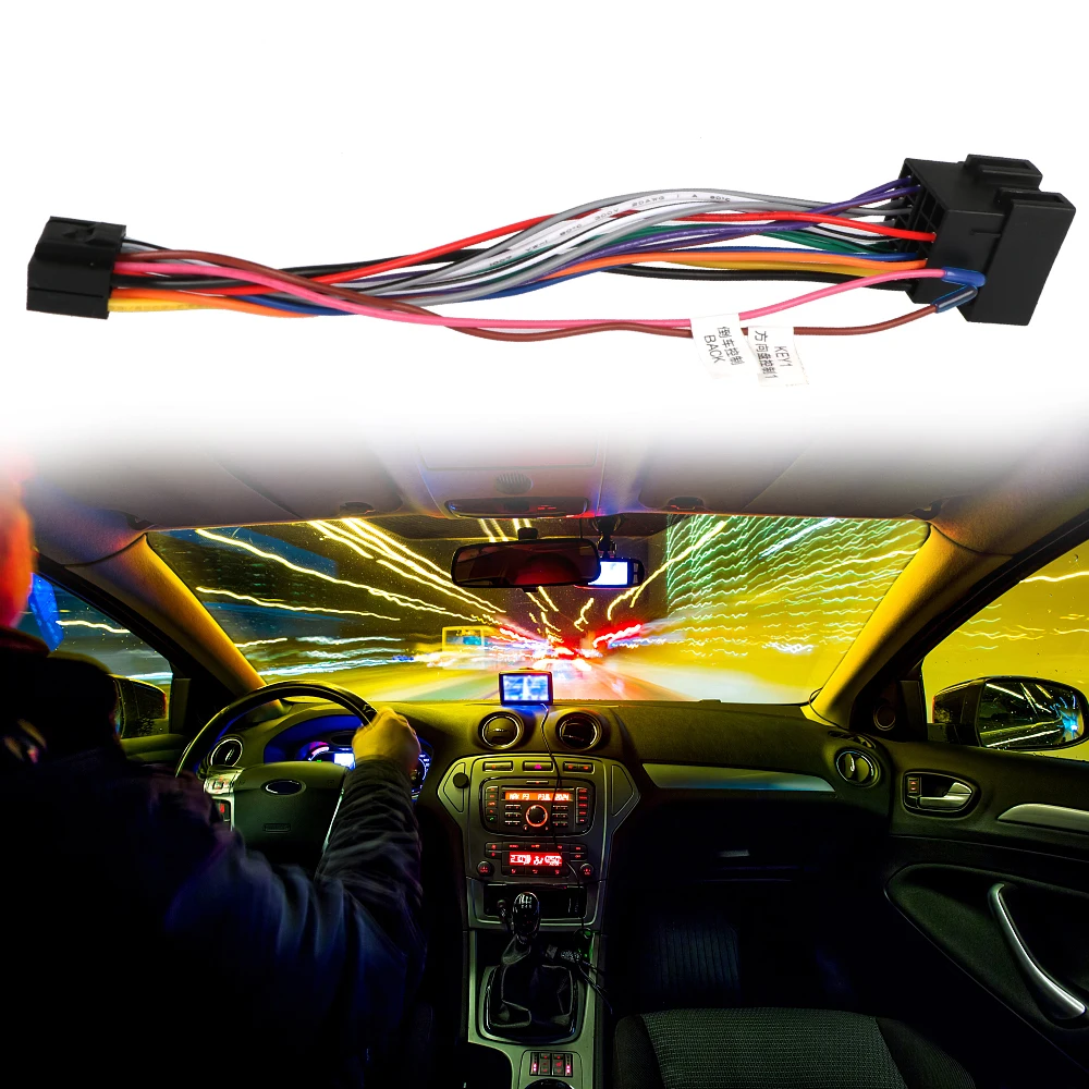 Adaptador de arnés de cables para coche, conector estándar ISO de Radio Estéreo, accesorios para coche, adaptador de Cable de enchufe de 16 pines