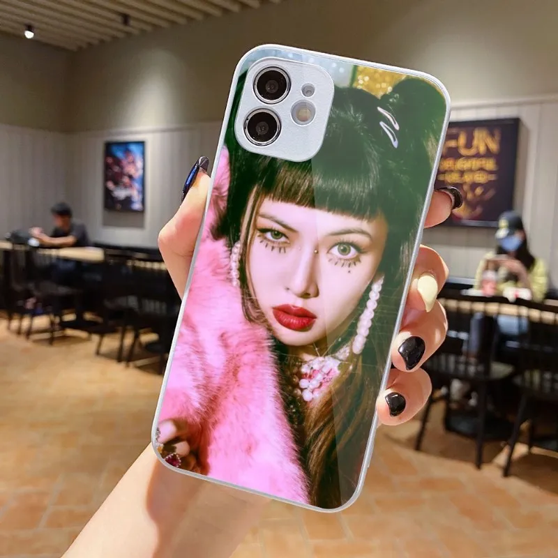 KPOP Kim HyunA-Coque de Téléphone Portable en Verre Liquide, Étui pour iPhone 15 14 13 12 11 Pro Max X Poly XS 8 7 Plus