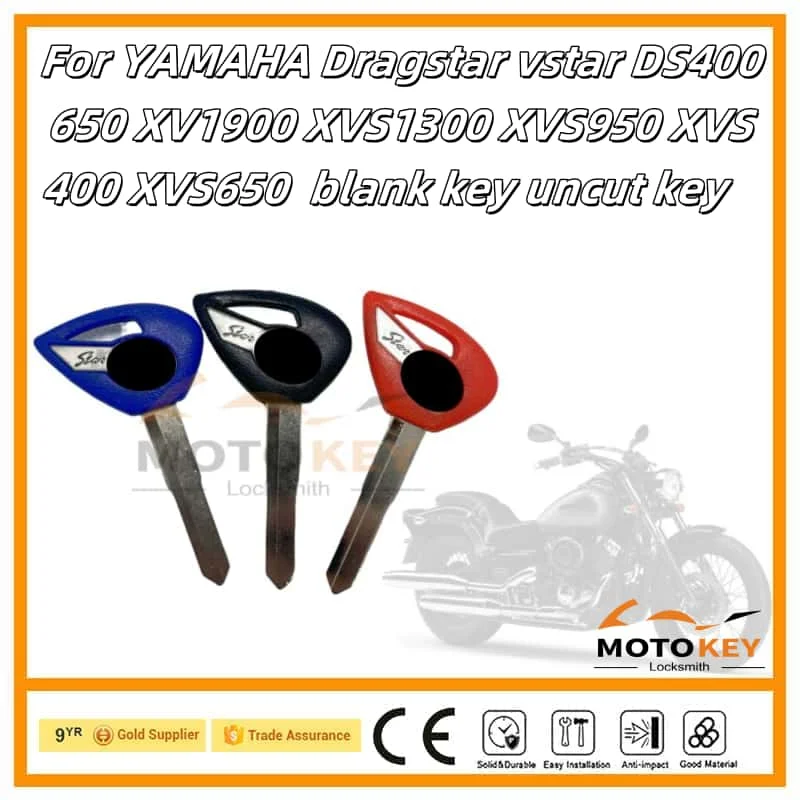 

Blank Key Motorcycle Replace Uncut Keys For YAMAHA Dragstar V-Star DS XV1900 XVS1300 XVS950/400/650