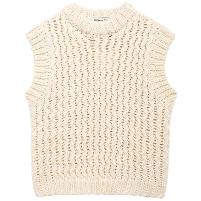 Ceco de Punto sin Mangas con Cuello Redondo y Textura de Moda para Mujer, Otoño 2024, Estilo Versátil 392087, Cómodo, Lar...