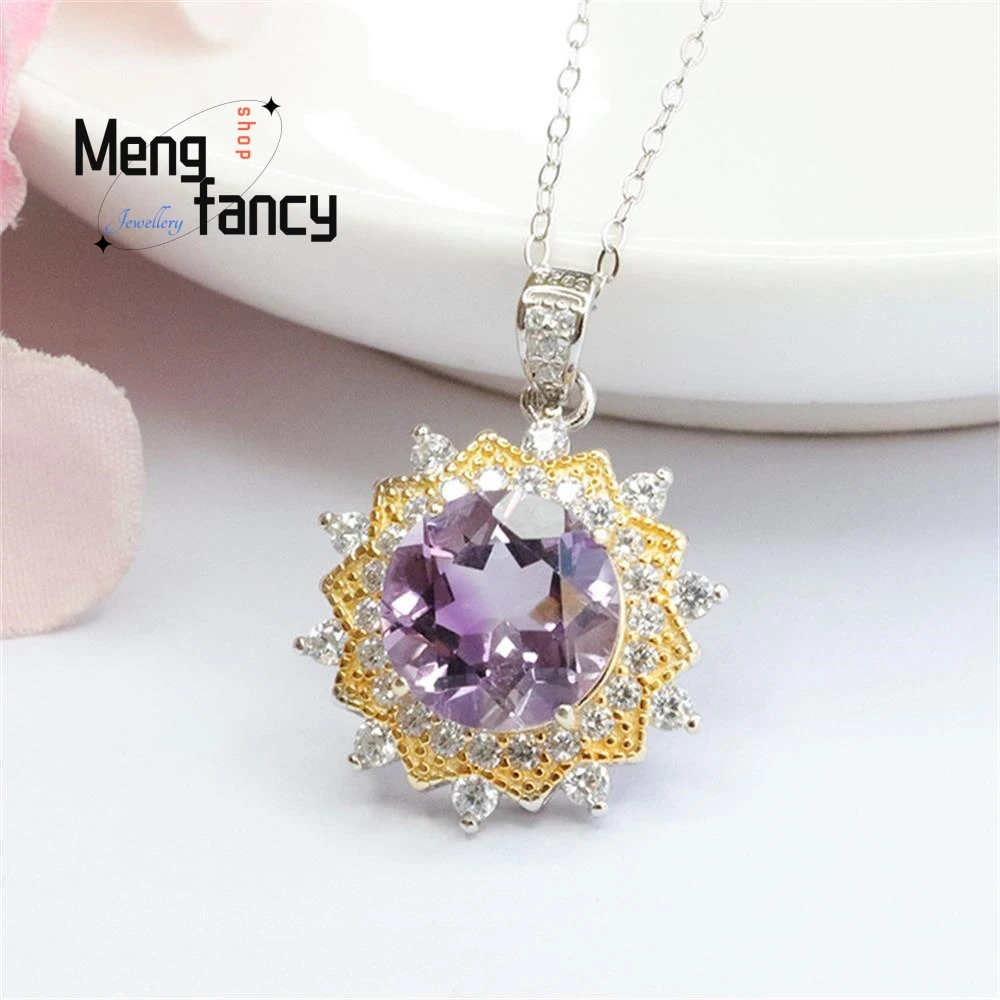 Natural Amethyst Pendant Purple Colour Treasure Exquisite Elegant Necklace Wedding Souvenir Fashion Luxury Jewelry Holiday Gifts
