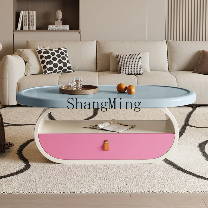 

ZYY solid wood coffee table modern simple cream style storage tea table home living room coffee table