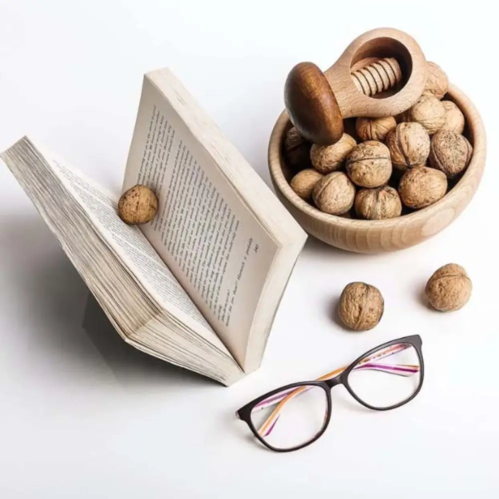 

Household Wooden Mushroom Nutcracker Manual Adjustable Walnut Sheller Professional Spiral Design Walnuts Cracker Pecans