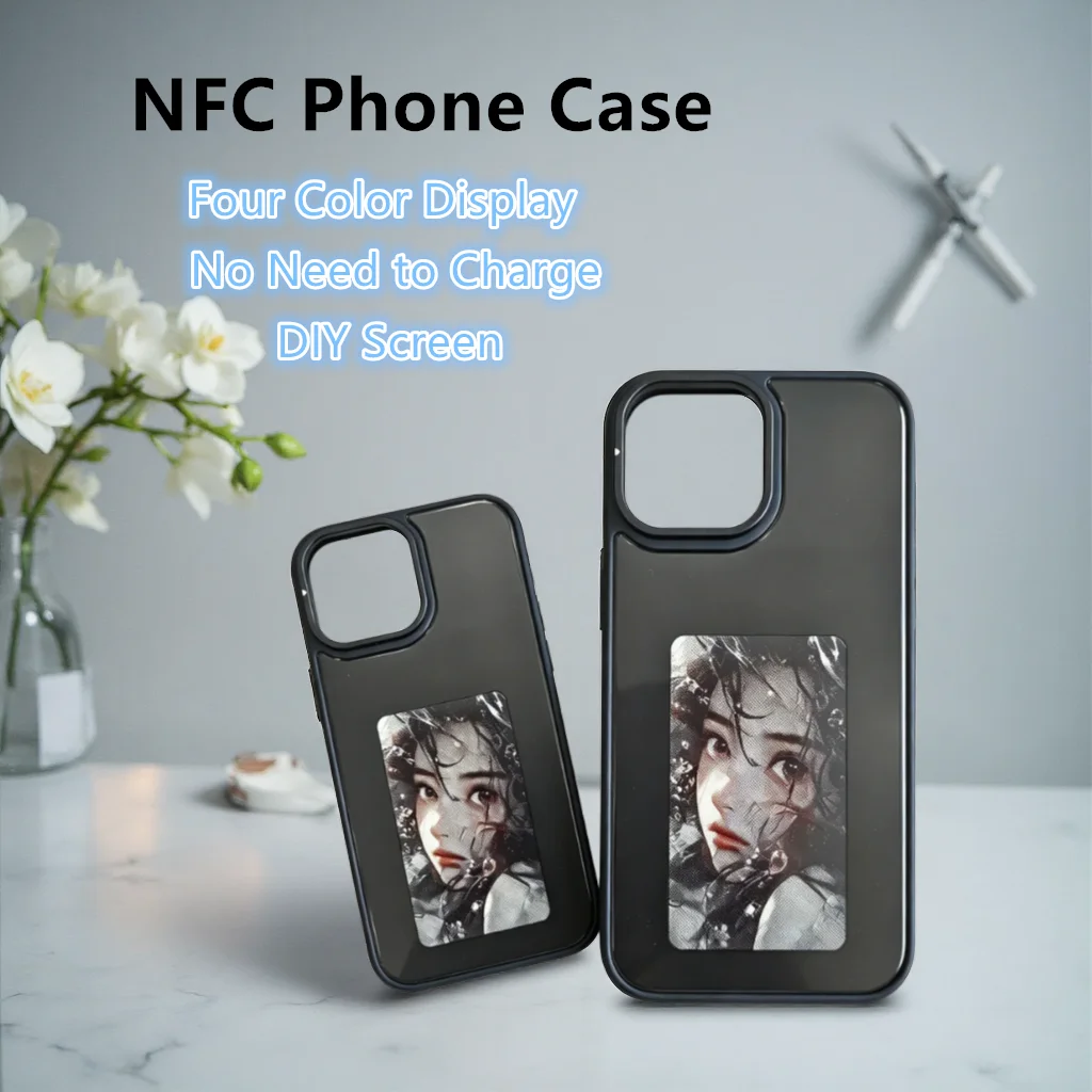 

3.7 inches E-ink phone case photos Display Wireless transmission DIY screen for iphone 15/14/13 Pro Max NFC Memory Phone Case