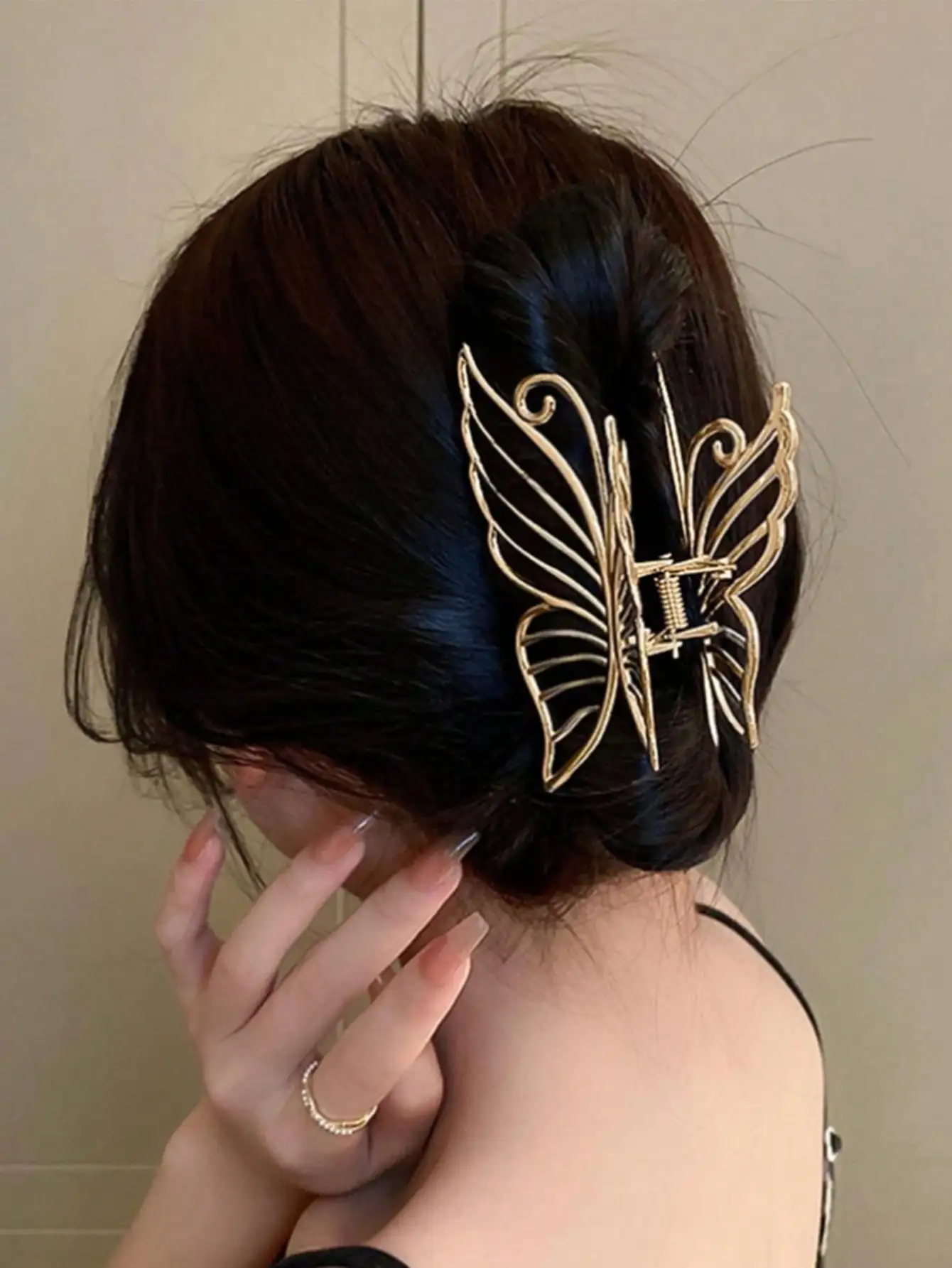 1 قطعة الموضة الحد الأدنى جوفاء فراشة اللؤلؤ الاصطناعي كريستال مخلب شعر للنساء الفتيات إكسسوارات الشعر الطرف #1