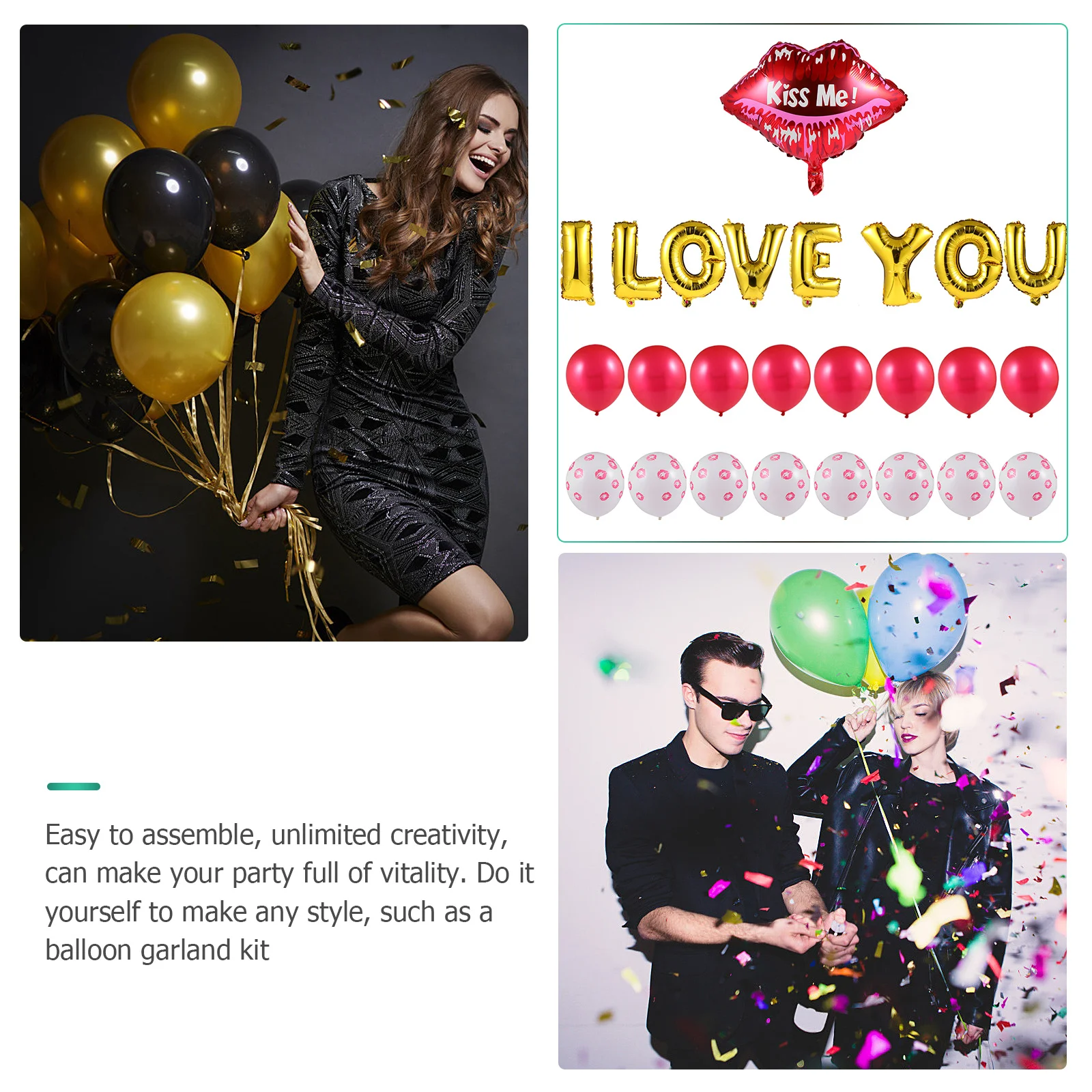 

1Set Red Lip Balloons Wedding Engagement Valentine's Day Party Decoration Reusable Balloon Set Photo Props Romantic Decor