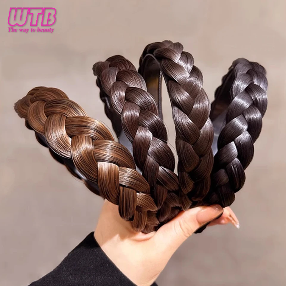 WTB Synthesis of Braided Hair Wig Hairband Women's Hairband Headdress Decorative Headband