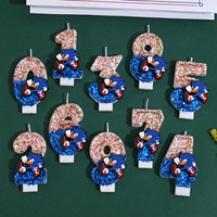 Sonic Figure Candles Number 0-9 Cartoon Fun Cake Decoration Party Birthday Decoration for Kids Party Favors Gifts Baby Shower