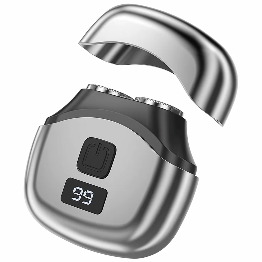 

Водонепроницаемая электробритва с цифровым дисплеем, зарядка через USB, триммер для бороды, мини-двуглавая дорожная карманная бритва, бытовая