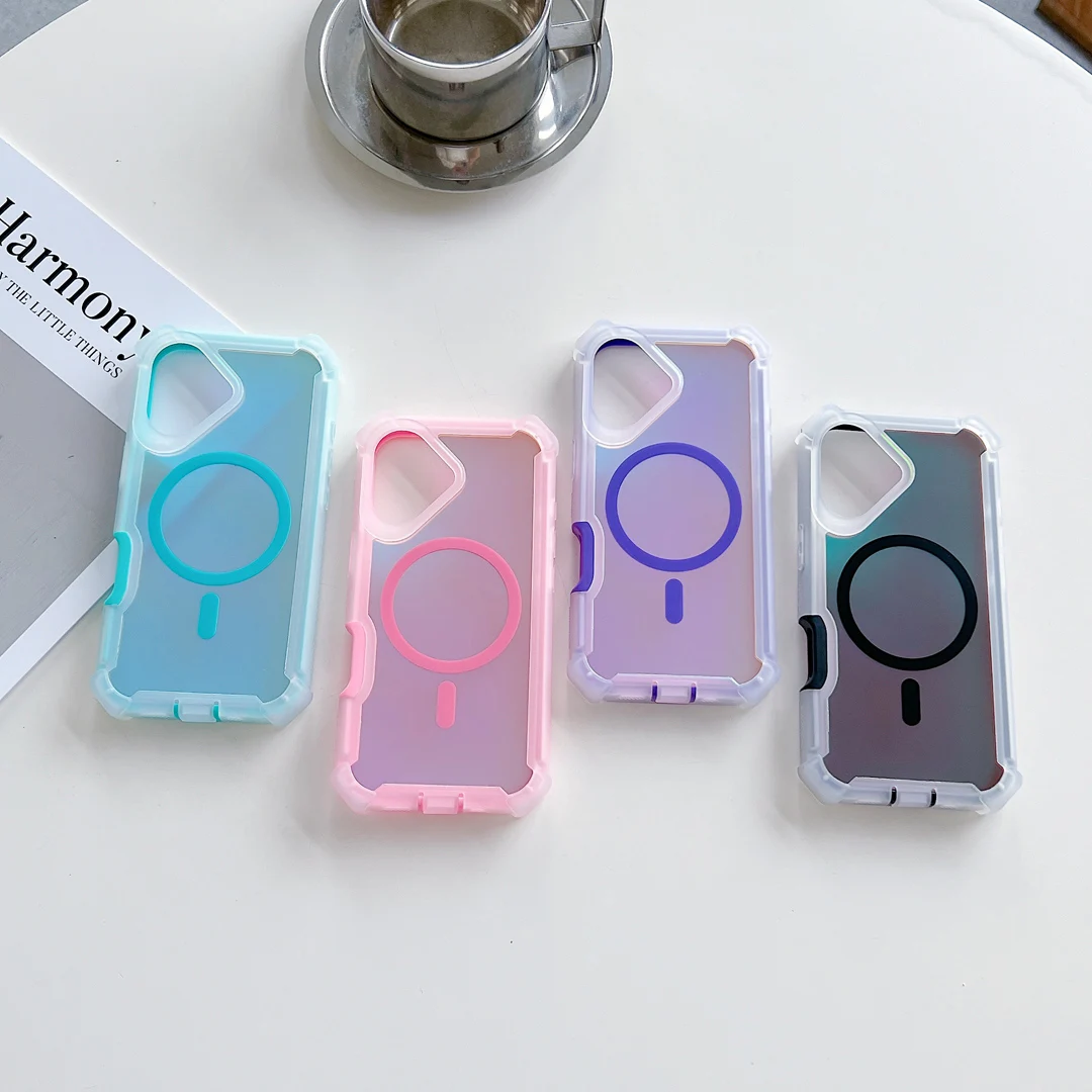 

Hot Discolor Dustproof Four Corner Anti-Drop Rugged Case For iPhone 17 16 15 14 13 Pro Max Funda Magnetic Wireless Charge Cover