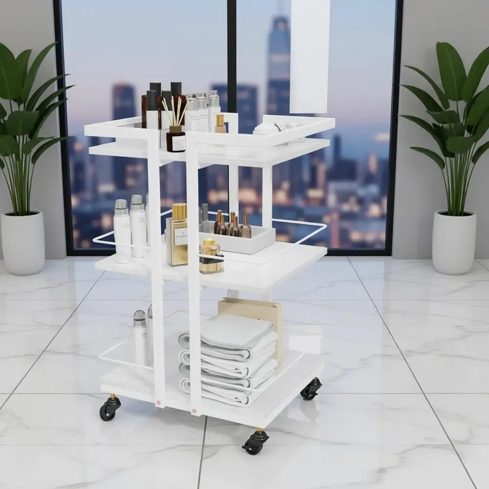 

Rolling Trolley with Wheels for Esthetician Cart, Mobile Storage Organizer for Beauty Spa, Cosmetology, Massage, Tattoo, Manicur