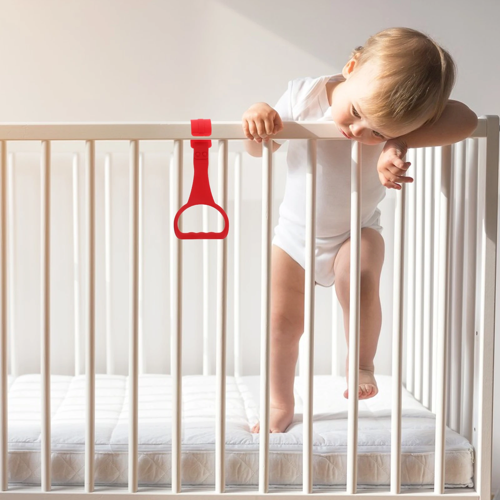 4 pares de anillos de tracción para bebé, anillos de eslabones de juguete, accesorios colgantes para cuna, práctica de caminar para niños, soporte estable de plástico multifuncional