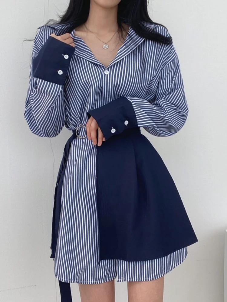 Fashionable Spring Stripe Shir - огляд і ціна Korean Style A Line Shirt Dress