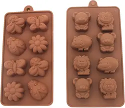 2 pces molde de chocolate de silicone, veículos e formas animais molde para fazer chocolate, waffle, doces, biscoitos