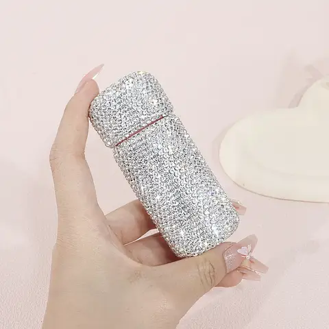 Luxury-Style Loose Powder Adjustable Makeup Brush with Artificial Settable Diamonds - A Compact Blush and Setting Brush