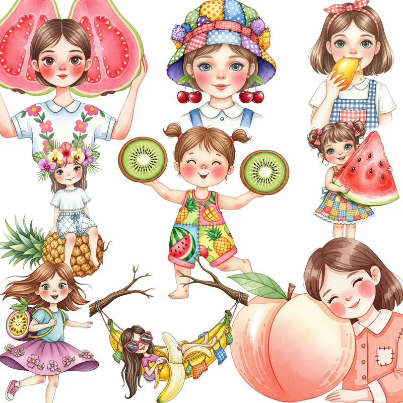 สาวผลไม้สติกเกอร์งานฝีมือและสติกเกอร์สมุดของเล่นเด็กหนังสือสติกเกอร์ตกแต่ง DIY เครื่องเขียน