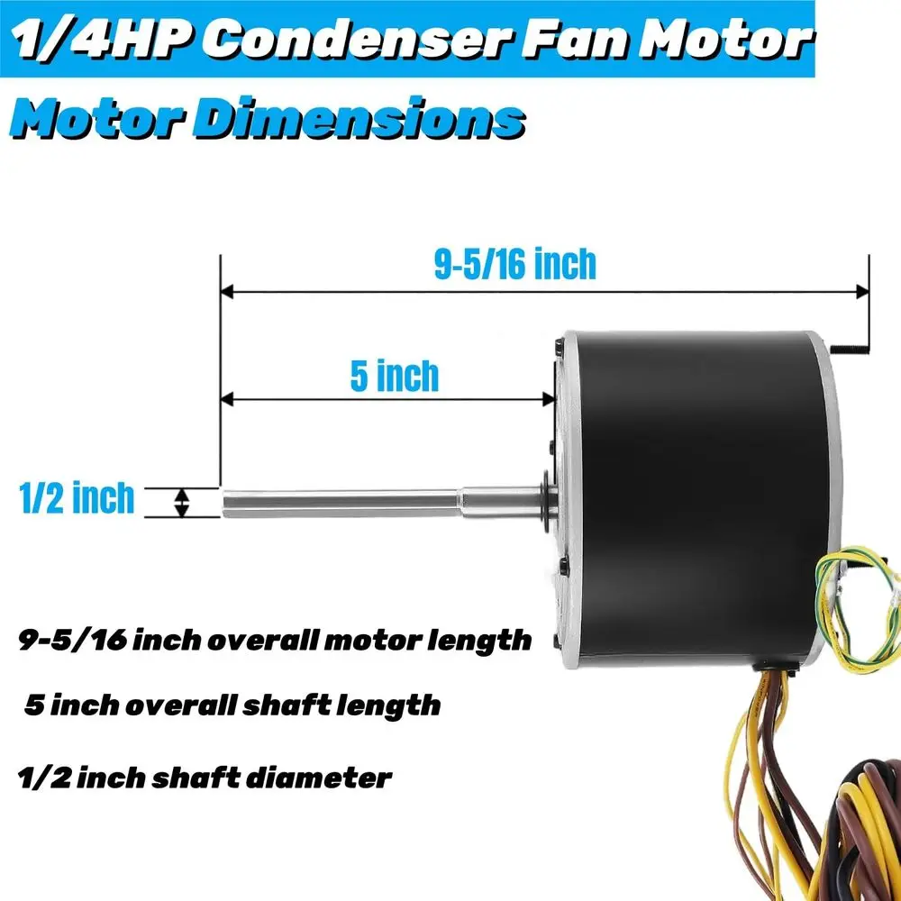 W51-14CJA1-02 Condenser an Motor - 1/4 HP, 208-230V, 1075 RPM, Reversible Rotation, Replacement or HVAC Units, Commercial Rerige