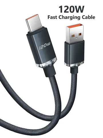 120W USB Type C Cable Type C to Type C Fast Charging Cord USB C Quick Charge Phone Cables For Samsung Xiaomi Huawei Realme