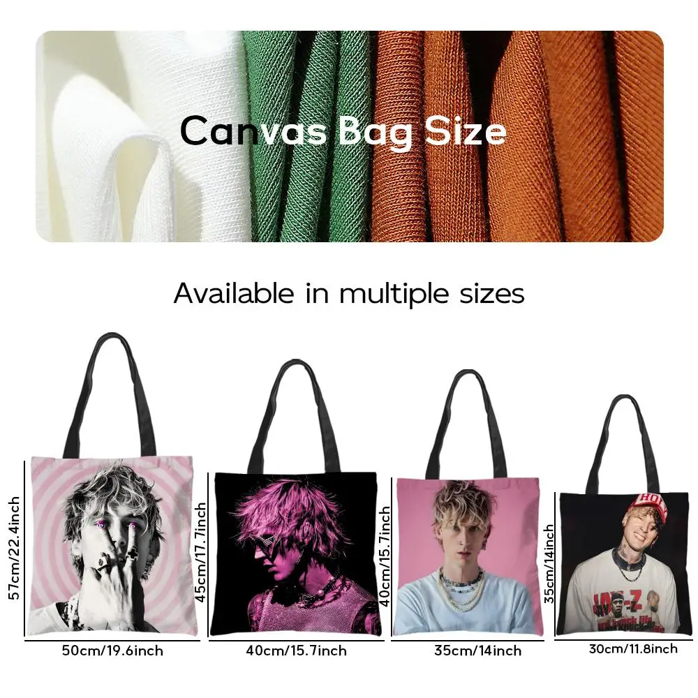 Storage Bags Pattern Tote Bag Aesthetic Canvas Shoulder Bag Lightweight Shopping Bag MGK Colson Baker Machine Gun Kelly-Y