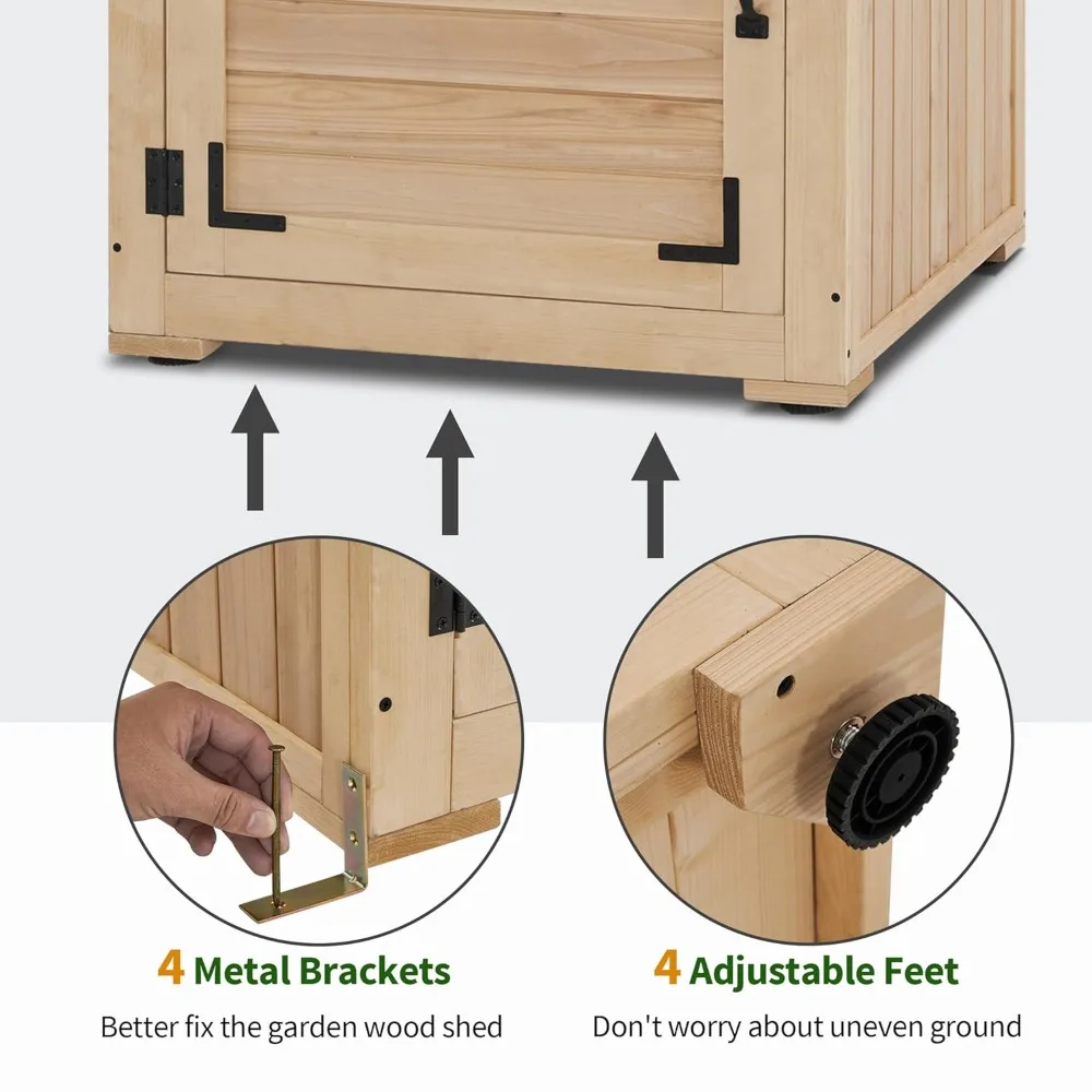 

30" Deep Wood Sheds & Outdoor Storage, Outside Garden Tool Cabinet Shed with Removable Shelf, Outdoor Storage, Customized