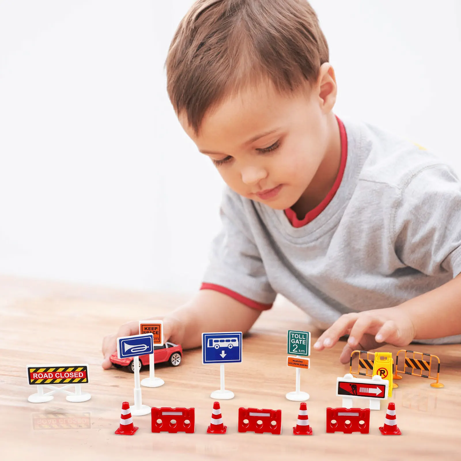 

1 set Traffic Road Toy Set Miniature Vehicles Barrier Game Kids Learning Educational Play Street Signs Transportation Signs