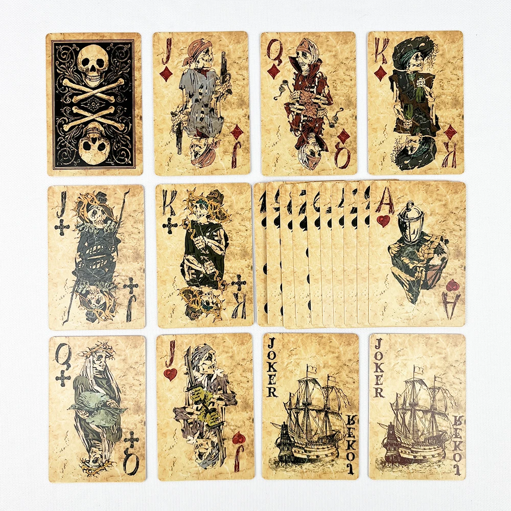 Navio pirata jogando cartas para festa, jogo de tabuleiro retrô, cartas Piratas do Caribe, estilo vintage, 60x90mm